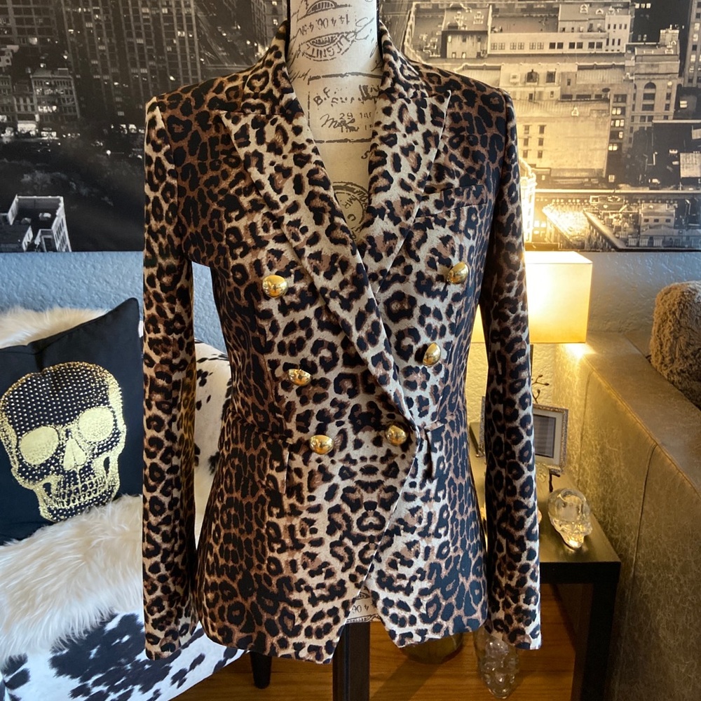 Veronica Beard Miller Double-Breasted Leopard-Print Jacket - Size 2 - $650
